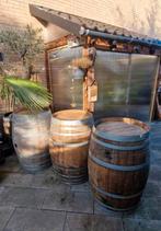 plantenbak wijnvat  regenton 250L. dik eikenhout, 150 liter of meer, Ophalen, Zo goed als nieuw, Hout