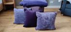 3 kussens paars/lila velours, Ophalen, Zo goed als nieuw, Vierkant