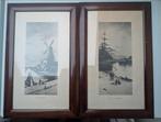 2 originele etsen “Fra Holland” – Otto Dinger 1888 – Holland, Ophalen of Verzenden