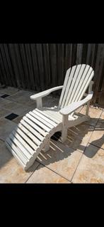 Witte authentieke houten strandstoel (2delig) + verleng stuk, Tuin en Terras, Ophalen, Zo goed als nieuw, Hout