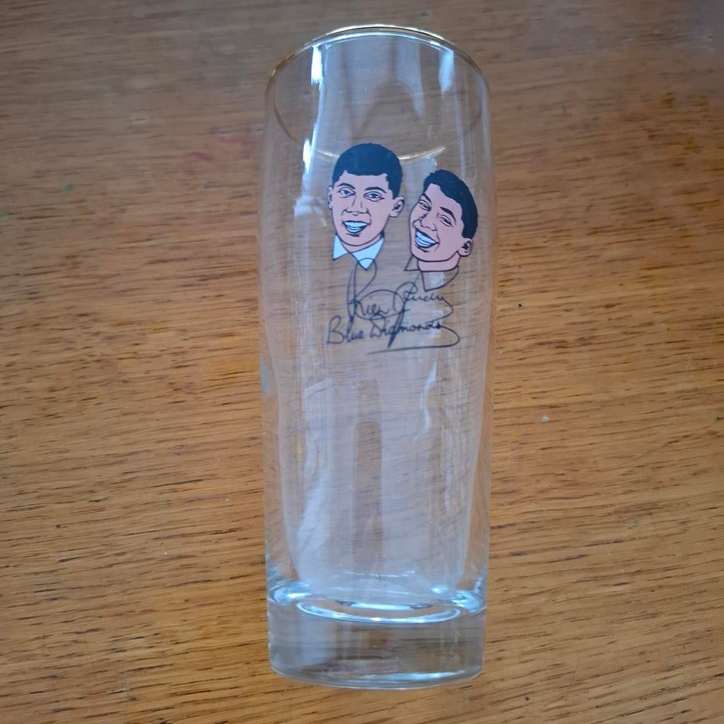 Glas bierglas Blue Diamonds jaren '60, Verzamelen, Ophalen of Verzenden, Zo goed als nieuw