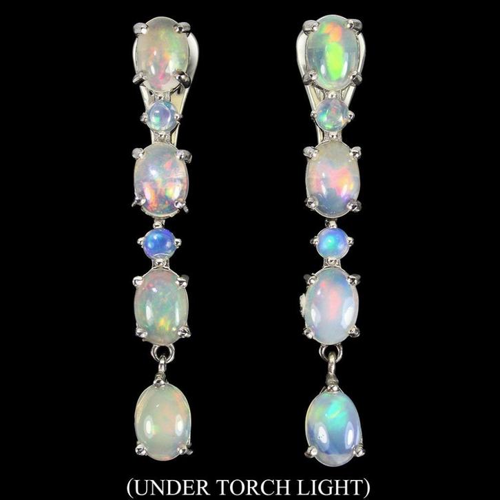 oorbellen 925 zilver 14 karaat wit goud verguld met Opaal, Sieraden, Tassen en Uiterlijk, Oorbellen, Nieuw, Knopjes of Stekers