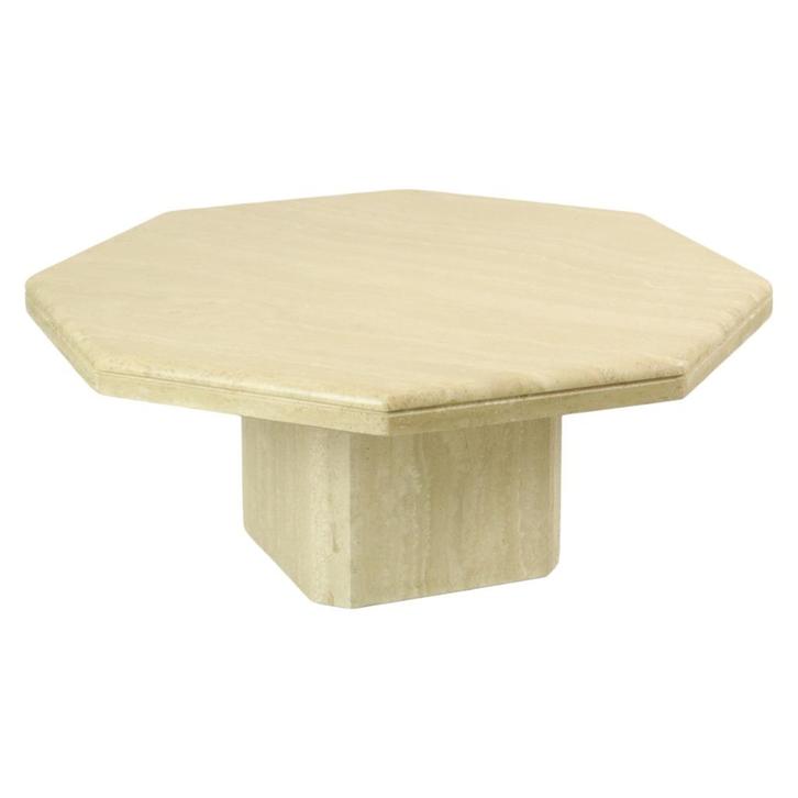 Vintage Achthoekige Travertin Salontafel Jaren 70 Design, Antiek en Kunst, Curiosa en Brocante, Ophalen