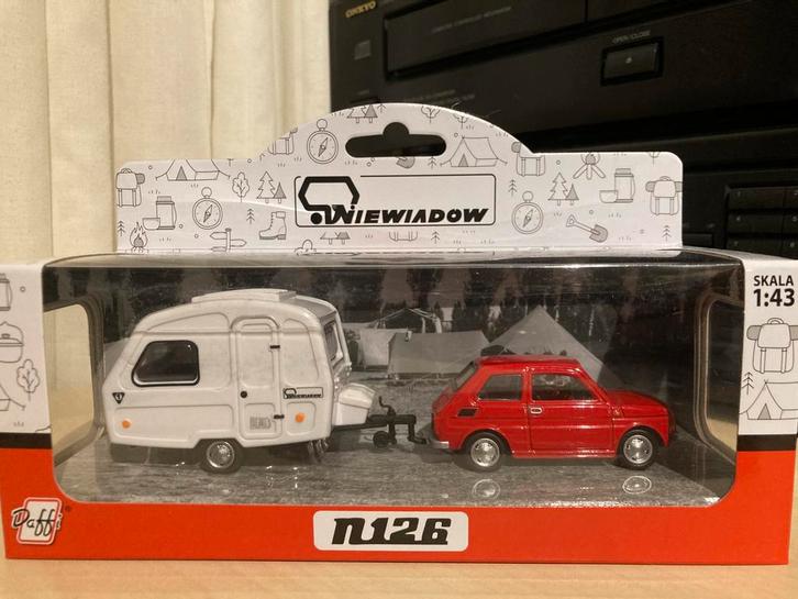 Fiat 126 met Niewiadow N126 caravan Predom, Hobby en Vrije tijd, Modelauto's | 1:43, Nieuw, Auto, Overige merken, Ophalen