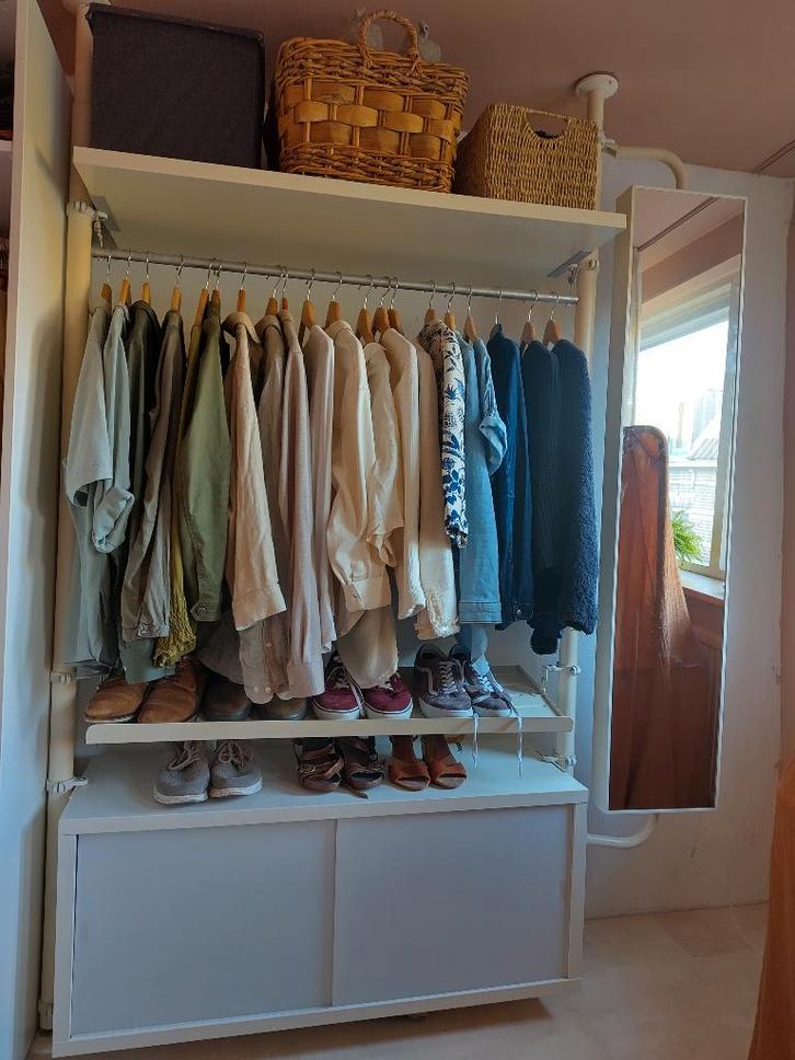 Stolmen Ikea inloopkast wit met spiegel, Huis en Inrichting, Kasten | Kledingkasten, Gebruikt, 200 cm of meer, 150 tot 200 cm