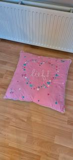 Lief! Kussen 65x65 cm - Roze met leuke print, Ophalen, 50 tot 100 cm, Kindvriendelijk, Vierkant