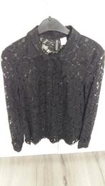 Zwarte kanten blouse van h&m mt 34 2 x gedragen, H&M, Zwart, Ophalen of Verzenden, Zo goed als nieuw