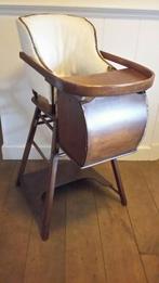 Antieke kinderstoel van hout en witleer, Antiek en Kunst, Antiek | Meubels | Stoelen en Banken, Ophalen