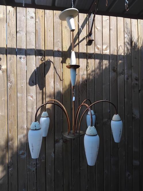 Vintage kroonluchter 60's, Huis en Inrichting, Lampen | Kroonluchters, Gebruikt, Glas, Metaal, Ophalen of Verzenden
