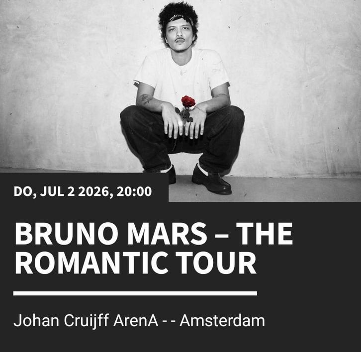 Bruno Mars | Platinum Tickets | 2 Juli, Tickets en Kaartjes, Overige Tickets en Kaartjes, Drie personen of meer