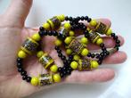 Jaren '60 Murano glazen kralen ketting: geel / zwart, Ophalen of Verzenden, Overige materialen, Ketting