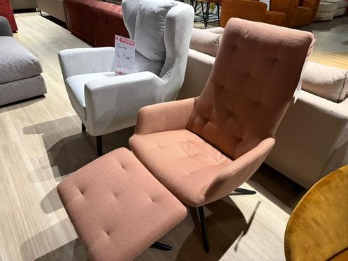 Kebe draaifauteuil met hocker roze verstelbaar actieprijs, Huis en Inrichting, Fauteuils, Nieuw, Stof, 75 tot 100 cm, 75 tot 100 cm
