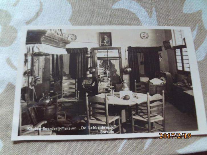 Borculo Keuken Boerderij Museum De Lebbenbrugge 1956 oud gel, Verzamelen, Ansichtkaarten | Nederland, Gelopen, Gelderland, 1940 tot 1960