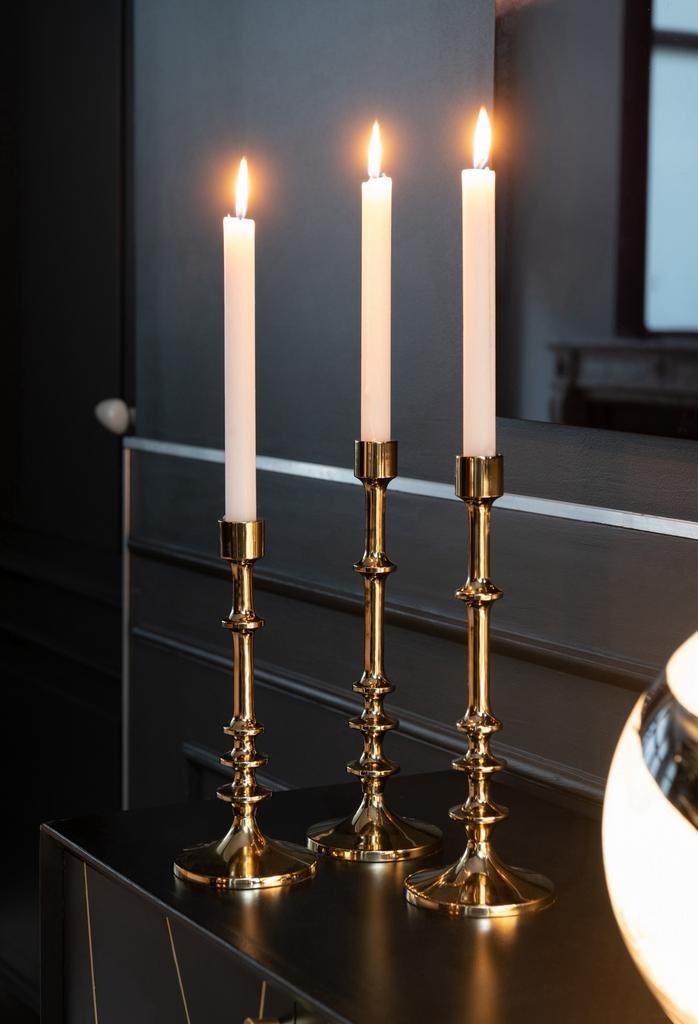 Set Van Twee Kandelaars Neo Aluminium Goud, Huis en Inrichting, Woonaccessoires | Kandelaars en Kaarsen, Nieuw, Kandelaar, 25 tot 50 cm