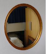 Goudkleurige ovale houten halspiegel Afmetingen 53cm x 43cm, Huis en Inrichting, Minder dan 100 cm, Minder dan 50 cm, Gebruikt
