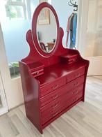 Ladekast met spiegel / kaptafel | klassiek | rood, Ophalen, Klassiek, 50 tot 100 cm, Zo goed als nieuw