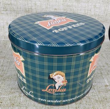 1423 Oud vintage toffee blik Lonka, toffeeblik snoepblik beschikbaar voor biedingen