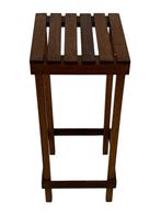 Vintage latten slatted Plantentafel Bijzettafel eiken hout, Huis en Inrichting, Vintage, Minder dan 55 cm, Gebruikt, Vintage