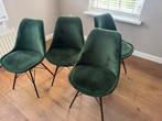 4 Eetkamerstoelen Groen Fluweel - Eames Look, Huis en Inrichting, Stoelen, Ophalen
