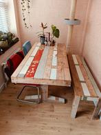 Eettafel + bankje van Sloophout, Huis en Inrichting, Tafels | Eettafels, Ophalen, Gebruikt, 50 tot 100 cm, Vijf personen of meer