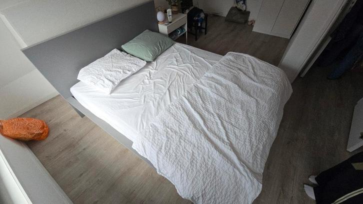 Malm IKEA twijfelaar - 160 x 200 cm - grijs, Huis en Inrichting, Slaapkamer | Bedden, Gebruikt, Twijfelaar, 160 cm, 200 cm, Hout