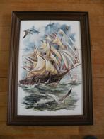 Tegeltableau met zeilschip.  J.S. van Hunnik., Ophalen of Verzenden