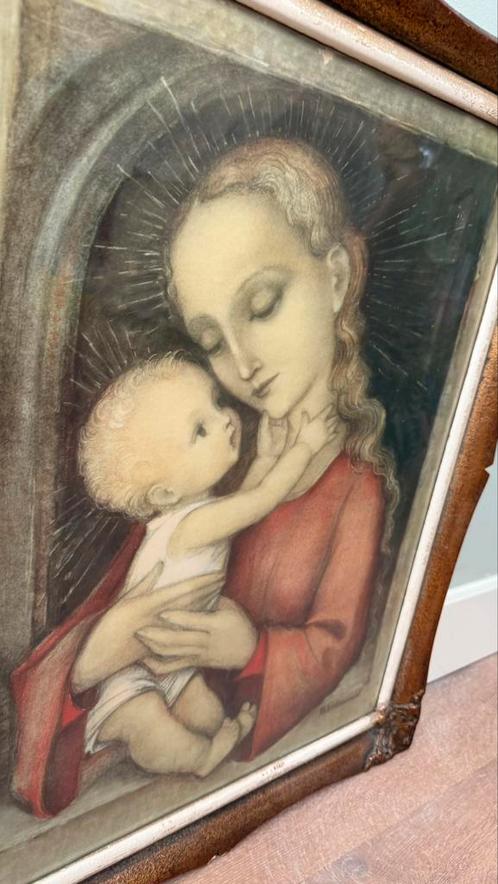 Schilderij (Innocentia Hummel) van Maria met Kindje Jezus, Antiek en Kunst, Antiek | Religie, Ophalen of Verzenden