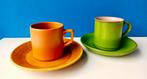 Retro kop en schotels/bruin groen, Huis en Inrichting, Keuken | Servies, Ophalen of Verzenden, Gebruikt, Kop(pen) en/of Schotel(s)
