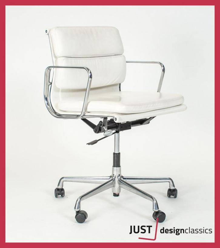 Vitra Eames ea 217 Wit Leder Gepolijst, Huis en Inrichting, Bureaustoelen, Zo goed als nieuw, Bureaustoel, Wit, Ophalen of Verzenden