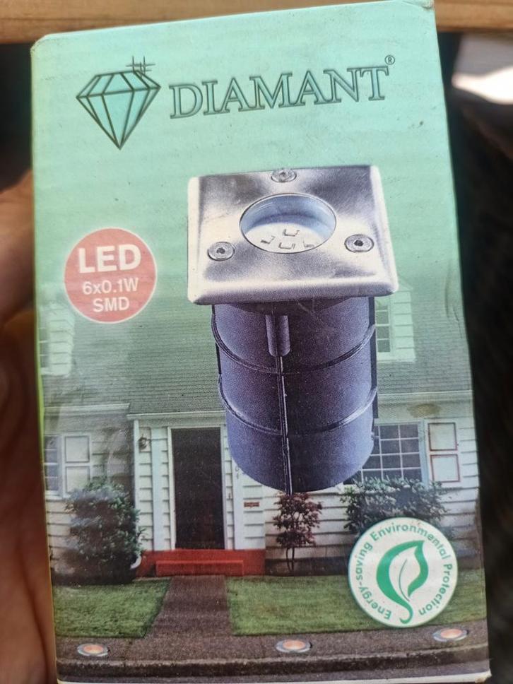 Diamant LED Inbouwspot 6.5cm, Tuin en Terras, Buitenverlichting, Gebruikt, Vloerlamp, Rvs, Minder dan 50 watt, Netvoeding, Waterbestendig