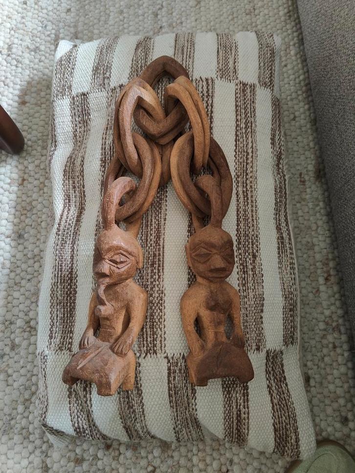 Afrikaanse Houten Huwelijksketting Handgemaakt, Antiek en Kunst, Kunst | Beelden en Houtsnijwerken, Ophalen of Verzenden