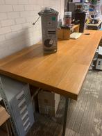 industrieel eettafel 6-8 personen met massief eiken blad, Ophalen, 100 tot 150 cm, Eikenhout, 200 cm of meer