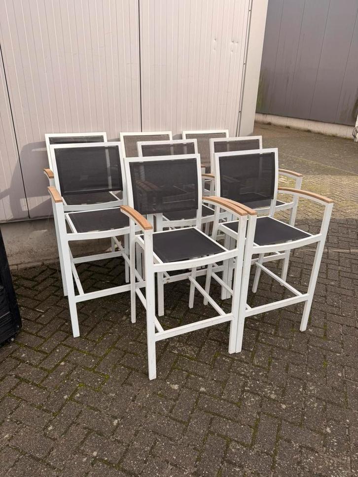 Terras barkrukken aluminium krukken teak, Tuin en Terras, Tuinstoelen, Zo goed als nieuw, Aluminium, Ophalen of Verzenden