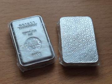 Geiger Edelmetalle. 100 gram zilverbaar / zilveren blok. beschikbaar voor biedingen
