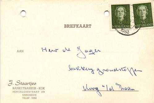 J. Staartjes, Enschede - 05.1953 - briefkaart, Postzegels en Munten, Brieven en Enveloppen | Nederland, Briefkaart, Ophalen of Verzenden