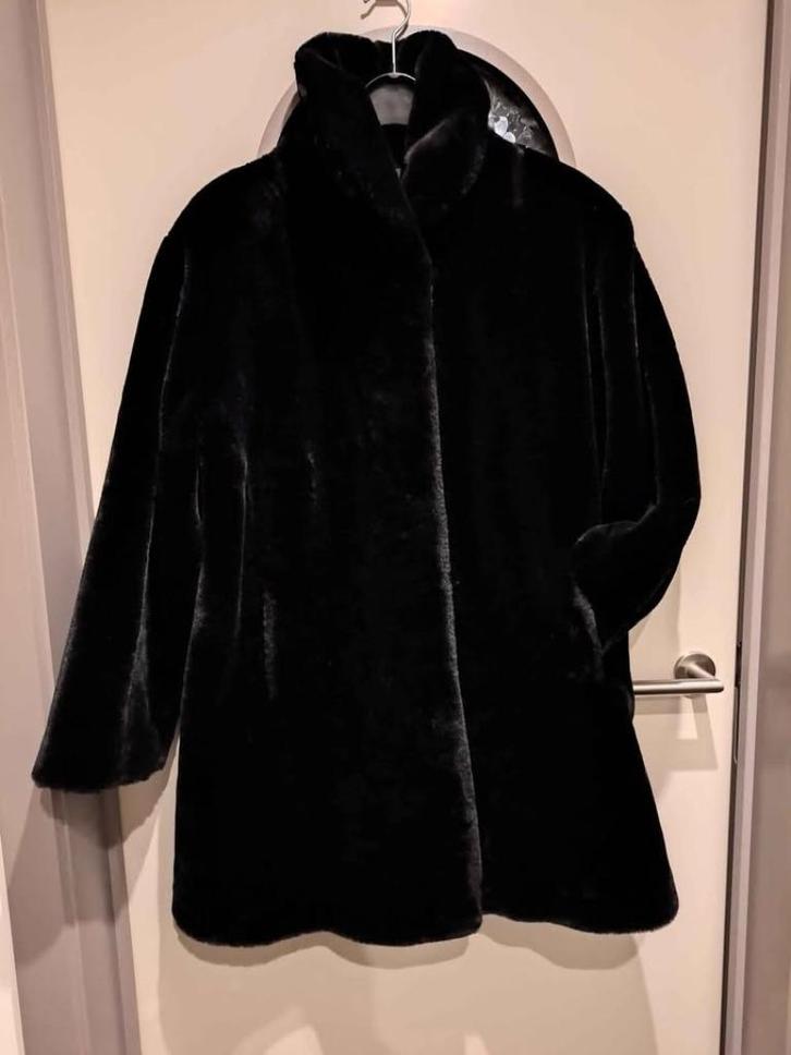 Etage, jas pels synthetisch, L/XL, Kleding | Dames, Jassen | Winter, Zo goed als nieuw, Maat 46/48 (XL) of groter, Zwart, Ophalen of Verzenden