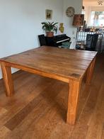 Vierkante houten tafel, Huis en Inrichting, Tafels | Eettafels, Ophalen, Overige materialen, Gebruikt, Vierkant