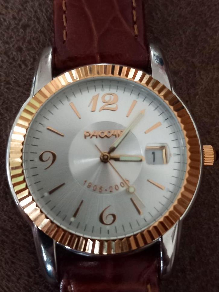 Packard Herenhorloge met leren band, Sieraden, Tassen en Uiterlijk, Horloges | Heren, Gebruikt, Polshorloge, Overige merken, Staal