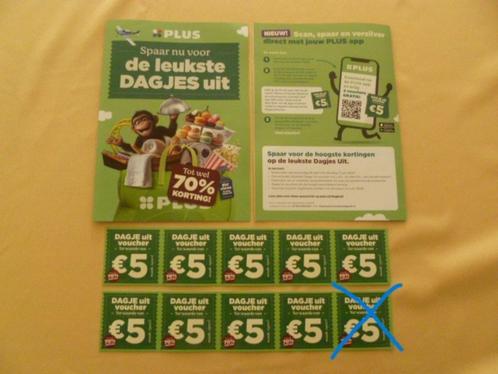 9 x Plus voucher voor dagje uit met € 5,00 korting., Verzamelen, Supermarktacties, Plus, Ophalen of Verzenden