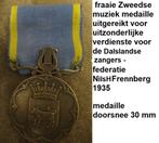 mooie oude Zweedse muziek medaille is uit 1935., Ophalen of Verzenden, Overige materialen, Buitenland