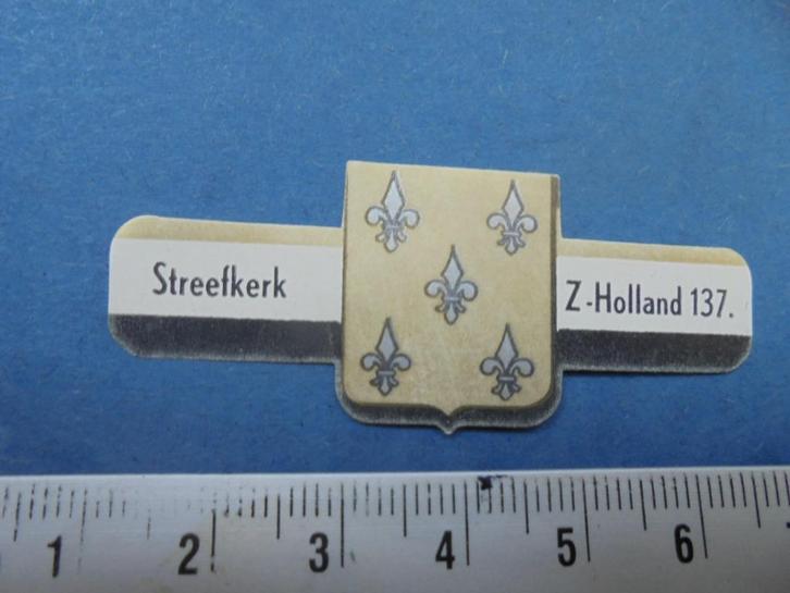 Oude sigarenband stadswapen STREEFKERK, Verzamelen, Rookartikelen, Aanstekers en Luciferdoosjes, Zo goed als nieuw, Sigarenbandjes