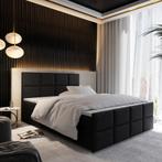 ACTIE Boxspring 180 x 200 Suede Zwart - Levi [Extra Hoog], Zwart, Ophalen of Verzenden, 180 cm, 200 cm