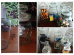 Diverse oude brocante oude winkel snoeppotten glas stolp, Ophalen of Verzenden