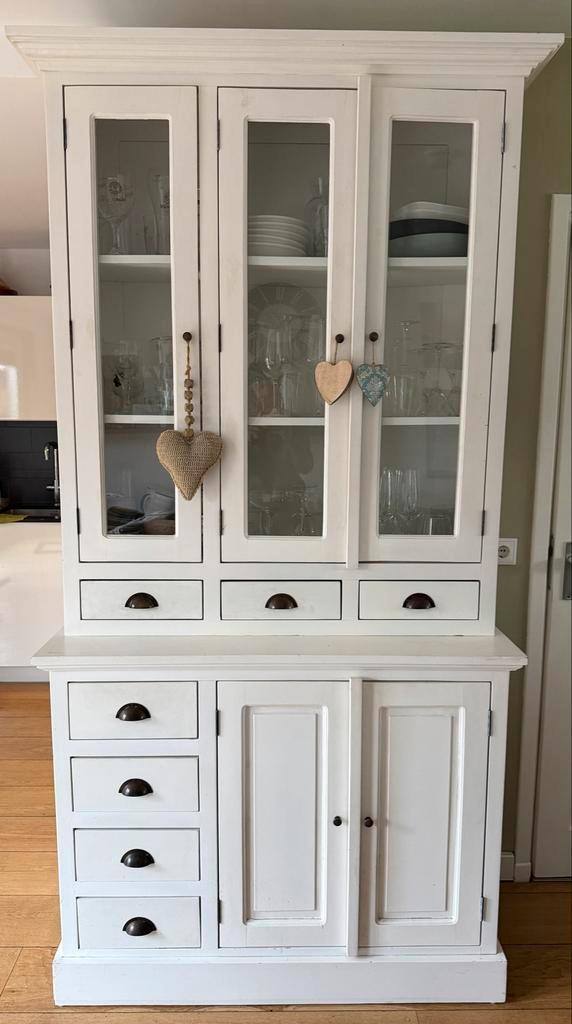 Landelijke buffetkast met glazen deuren, Huis en Inrichting, Kasten | Buffetkasten, Gebruikt, 150 tot 200 cm, 100 tot 150 cm, 25 tot 50 cm