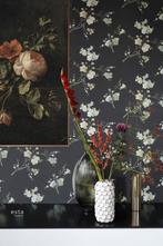 NIEUW gaaf zwart behang met Japanse kersenbloesem, Huis en Inrichting, Stoffering | Behang, 75 m² of meer, Ophalen of Verzenden