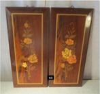 2 Prachtige Houten Kunstwerken met Bloemen - 36x16, Ophalen of Verzenden