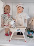 antieke Art Deco metalen poppen badje op poten 1930, Verzenden