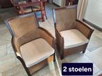 Twee rieten stoelen met armleuning, Ophalen, Gebruikt, Twee, Bruin