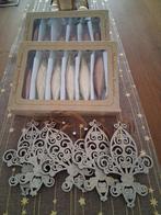 5 gouden glitter kersthangers en 12 pegel hangers van glas., Diversen, Ophalen of Verzenden