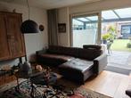Grote leren bank met chaise longue, Ophalen, Zo goed als nieuw